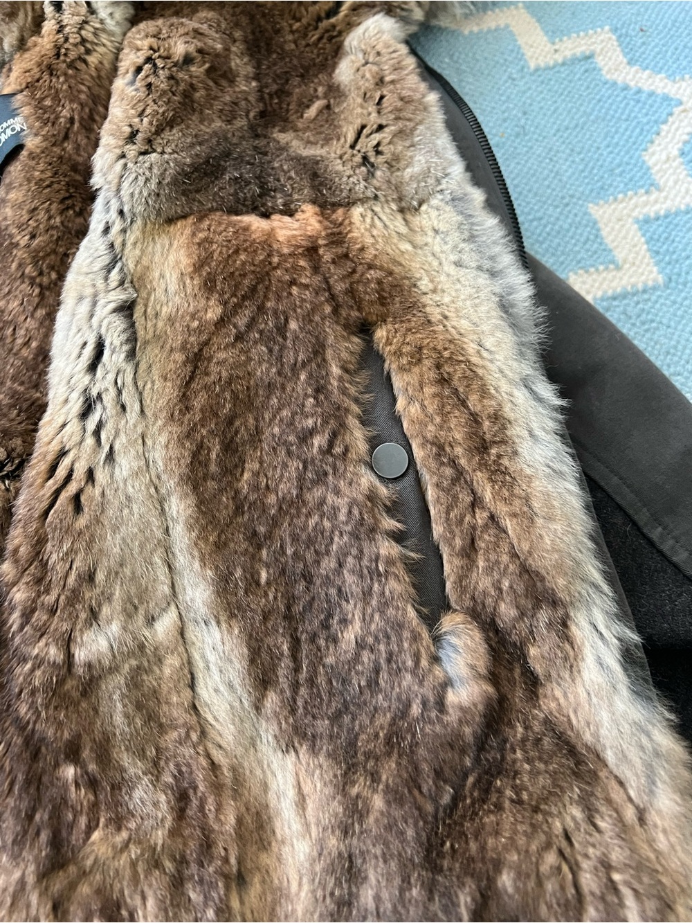 Yves Salomon HOMME Polyester Real Fur Lined Hooded Coat Sz 50 Khaki France - Picture 12 of 12